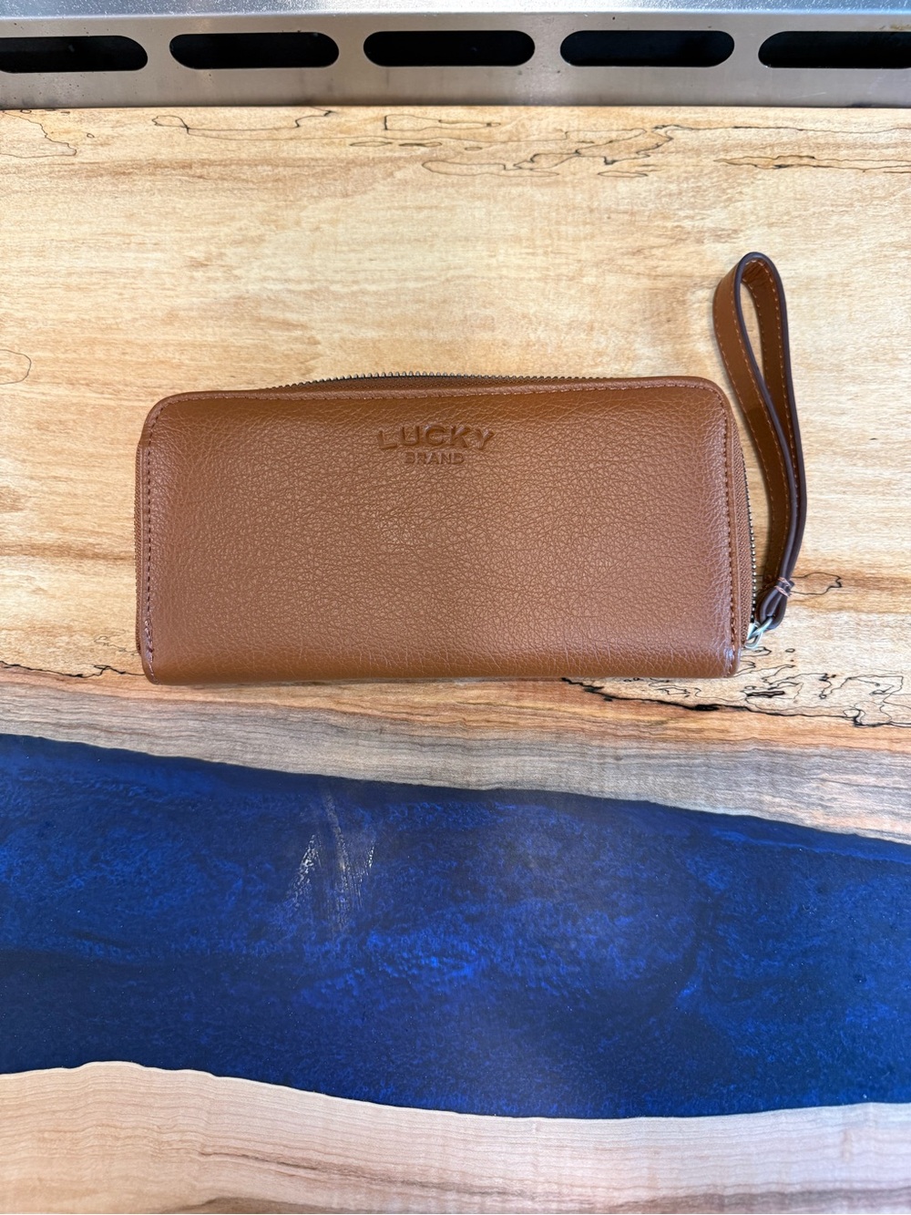 Lucky Brand Tan Zip Wrist Wallet